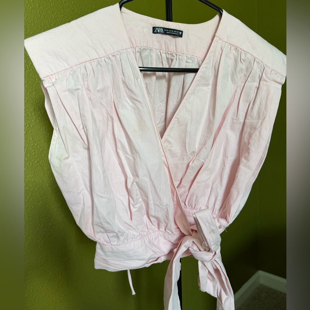 Zara Light Pink Wrap Blouse Size M